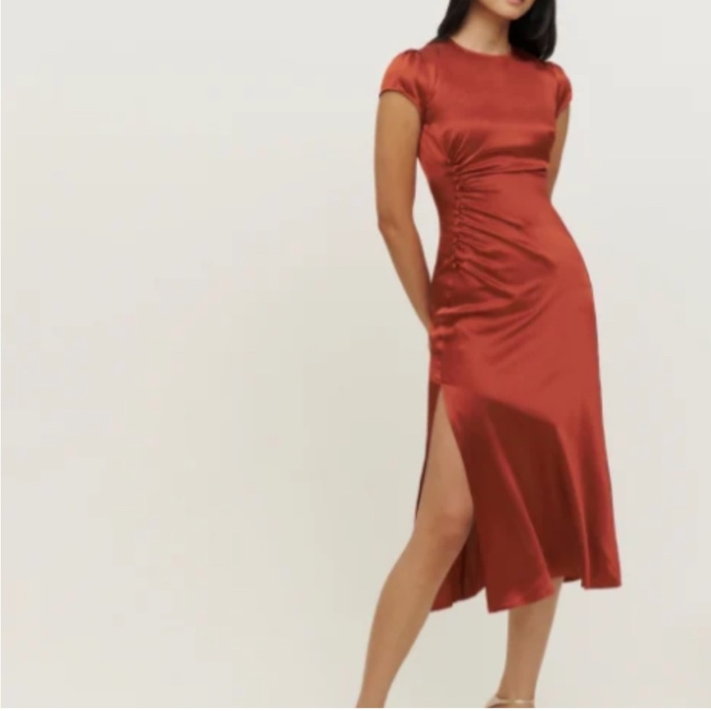 REFORMATION Tatianna Silk Dress - Oxide